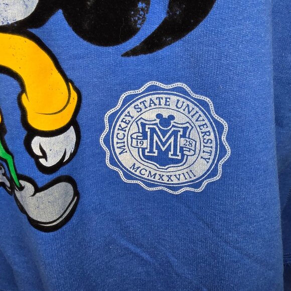 Disney Parks Retro Mickey Mouse State University Sweatshirt Mens Size XXL Blue - Picture 2 of 8